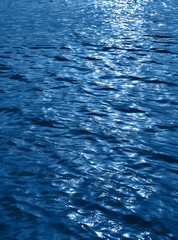 Texture of dark sea. Classic blue color. Color of the year 2020.