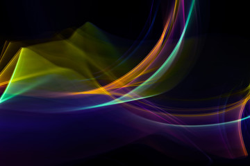 Chaotic movement of different bands on a black background