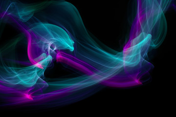 Chaotic movement of different bands on a black background