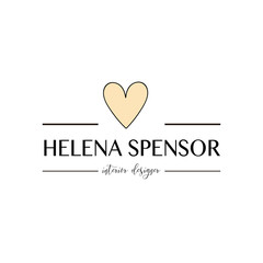 Logo template with yellow heart icon. Premade logotypes for entrepreneurs. Vector logo design