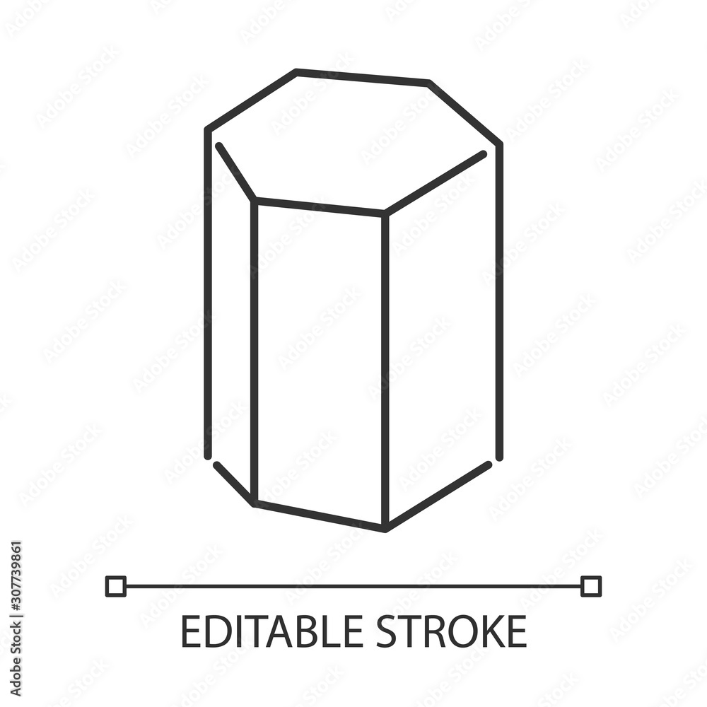 Aufkleber hexagonal prism linear icon. geometric figure. hexagon element. polygonal abstract shape. isometric 