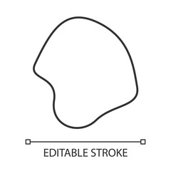 Geometric figure linear icon. Fluid abstract shape. Decorative element. Graphic wallpaper part. Isometric form. Thin line illustration. Contour symbol. Vector isolated outline drawing. Editable stroke