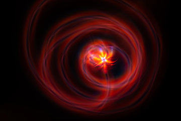 Chaotic movement of different bands on a black background