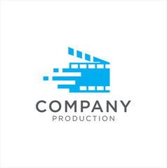 Cinema Tech logo movie emblem template . Movie Production Logo .Film Camera Logo Template . film strip cinema , Videography Logo Images