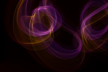 Chaotic movement of different bands on a black background