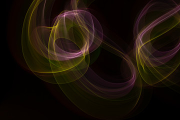 Chaotic movement of different bands on a black background