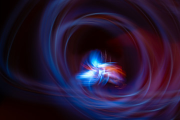 Chaotic movement of different bands on a black background