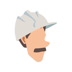 cartoon man with mustache and safety helmet icon, colorful design