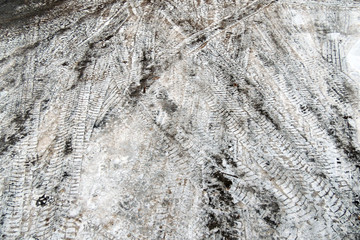 Textura de hielo y nieve sobre el asfalto