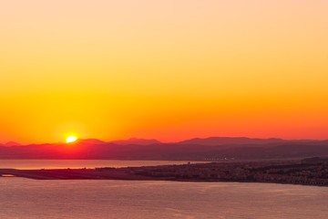 Fototapeta premium Beautiful scenery of the sunset in French Riviera, Nice, France