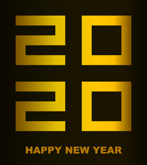 Fototapeta premium Happy New Year 2020 - greeting card, flyer, poster, invitation - square font, golden numbers - vector