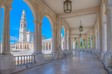 Arcade of the famous sanctuary of Fatima in Portugal - obrazy, fototapety, plakaty