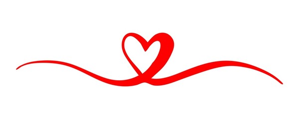 Heart Valentine's Day swash hand painted with brush and ink