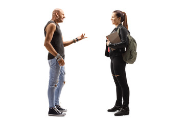 Fototapeta premium Male hipster and a female student talking
