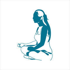 woman practicing yoga.Vector illustration.