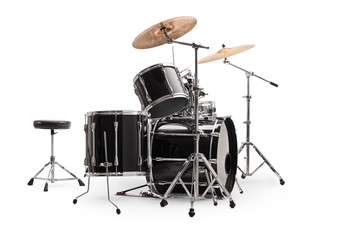 Side shot of a modern drum kit