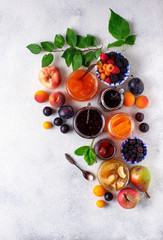 Assortment of different jams in jars