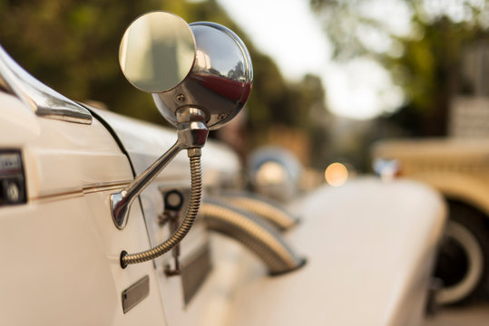Mirror detail of a 1936 Mercedes 500K Heritage Legacy.