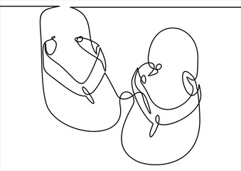 Vector flip-flops. One line style illustration