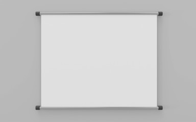 Roll up banner with paper canvas texture, isolated on grey background 3d illustration render