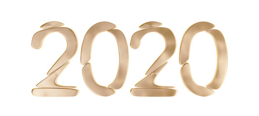 golden 2020 bold letters 3d-illustration
