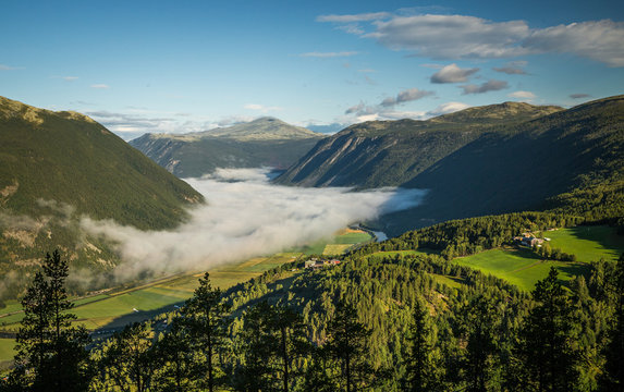 Morning clouds in the valley, Norway.