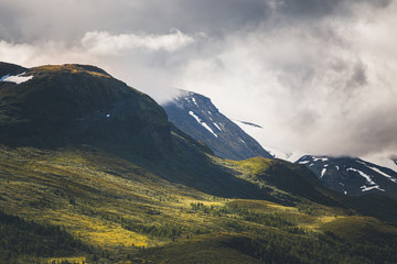 Beautiful mountains and summertime in Norway, Jotunheimen National Park.