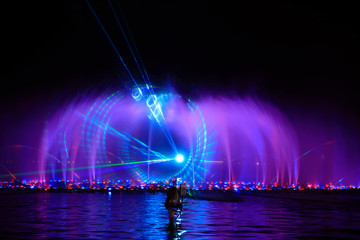 Music fountain water curtain laser