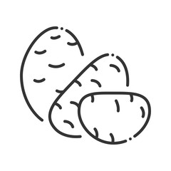Potato black line icon. Natural vegetable sign. Healthy, organic food concept. Cooking ingredient. Pictogram for web, mobile app, promo. UI UX design element. Editable stroke.