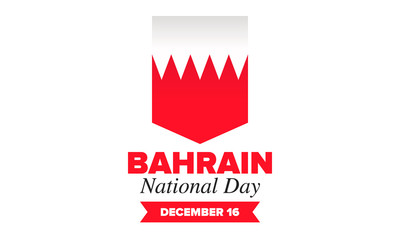 Obraz premium National Day in Bahrain. National happy holiday, celebrated annual in December 16. Bahrain flag. Patriotic elements. Poster, card, banner and background. Vector illustration
