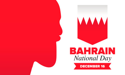 National Day in Bahrain. National happy holiday, celebrated annual in December 16. Bahrain flag. Patriotic elements. Poster, card, banner and background. Vector illustration