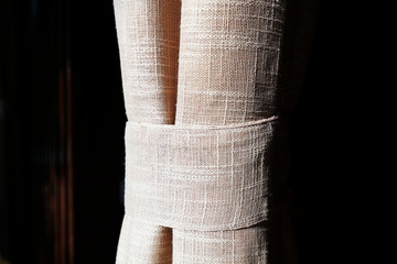 curtain contracted together