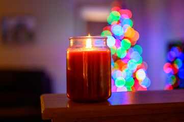 Candle with Christmas tree