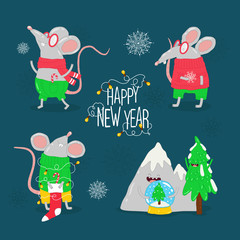 Fototapeta premium Merry Christmas and a Happy New Year. Vector graphics.