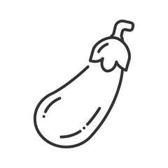 Eggplant black line icon. Aubergine. Agriculture plant. Salad ingredient. Natural vegetable. Healthy, organic food. Vegetable. Pictogram for web page, mobile app, promo. UI UX GUI design element.