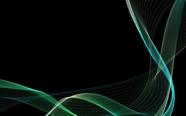 Dark abstract background with a glowing abstract waves
