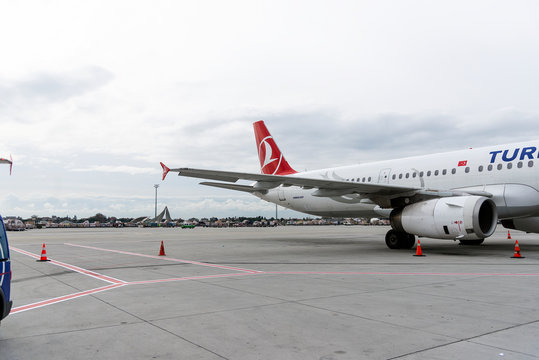 Istanbul Airport Which Is Out Of Service Now. With A Turkish Airlines Commercial Plane On The Scene.