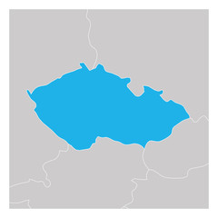 Map of Czech Republic green highlighted with neighbor countries