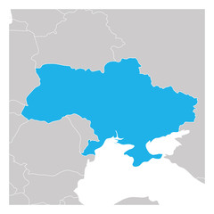 Map of Ukraine green highlighted with neighbor countries