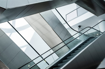 Many escalators in modern building