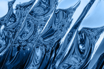 Abstract liquid background of blue color. Trendy backdrop. 2020.