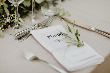 Menu d'un mariage en Provence