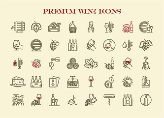 Wine icons set. Premium quality wine icons collection.