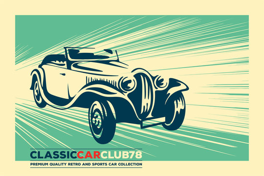 Vintage Car. Retro Car. Classic Car Poster.