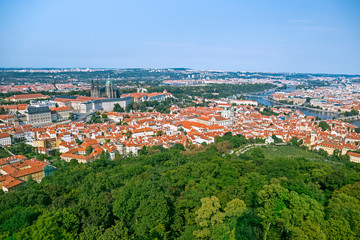 Fototapeta na wymiar Panorama of Praga with Charles Bridge and the Vltava river, Prague, Czech Republic