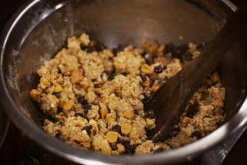 Homemade Cookie Dough In Mixing Bowl To Be Baked