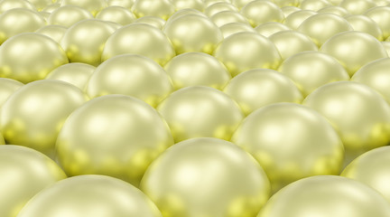 abstact golden modern architecture background with golden spheres 3d illustration render