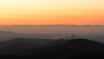 wind turbines in the clouds