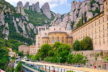 Santa Maria de Montserrat, a Benedictine abbey located on the mountain of Montserrat, in Monistrol...