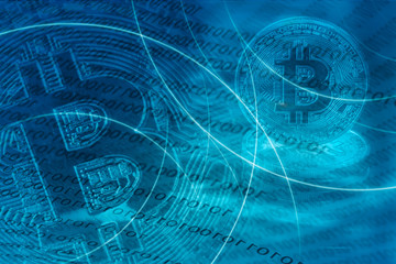Bitcoin Blockchain symbolischer Kryptowährung Hintergrund